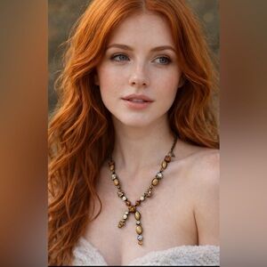 Vintage cookie Lee Crystals & Glass Cat Eye Necklace